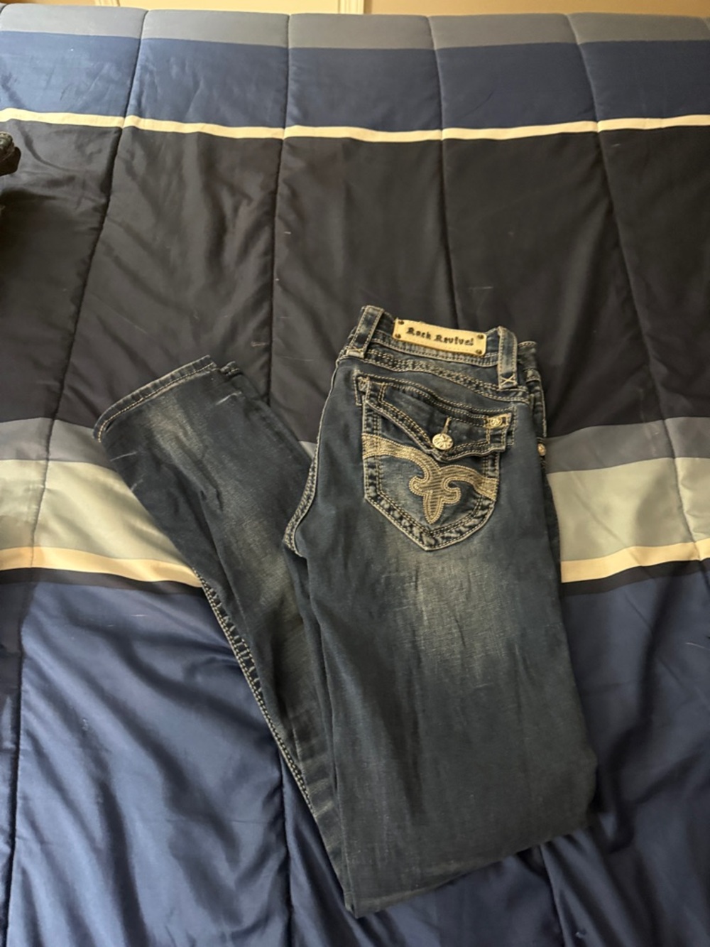 Rock Revival Women's Dark Indigo Skinny Jeans with Embroidered Back Pockets